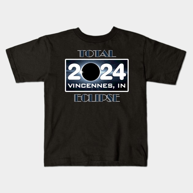 Eclipse Vincennes Indiana Total Solar Eclipse April 2024 Totality Kids T-Shirt by DesignFunk